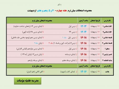 5و7 اردیبهشت  هفته چهارم